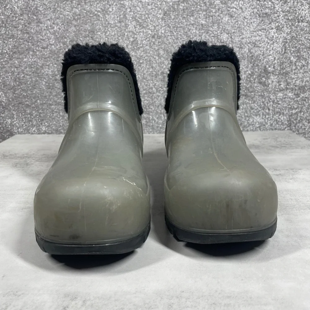 UGG Raincloud Clear Boots Womens 7 Waterproof Rain Rubber Wool Blend Lined
